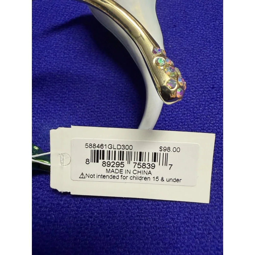 BETSEY JOHNSON Calla Lily Crystals Hinged Bypass Bangle Bracelet NEW